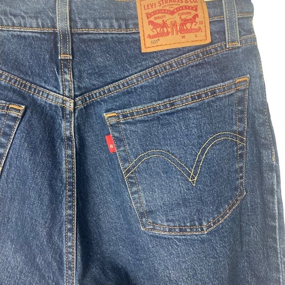 Levis 501 Jeans 27x27 Labeled 30 Classic Fit Button Fly Dark Wash Denim - Picture 7 of 10